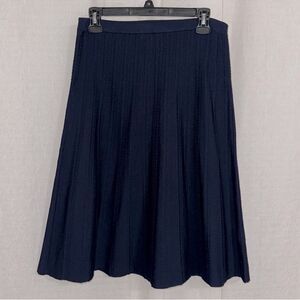 Calvin Klein M Navy Blue Seasonless Knit Pleated A line Skirt